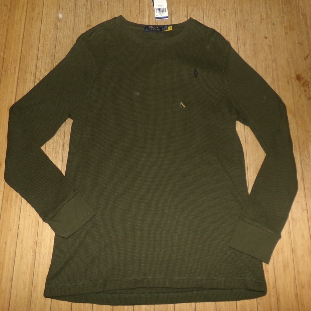 Polo Ralph Lauren Mens XL Thermal Waffle Knit Shirt Olive Green Long Sleeve NWT - Picture 2 of 2